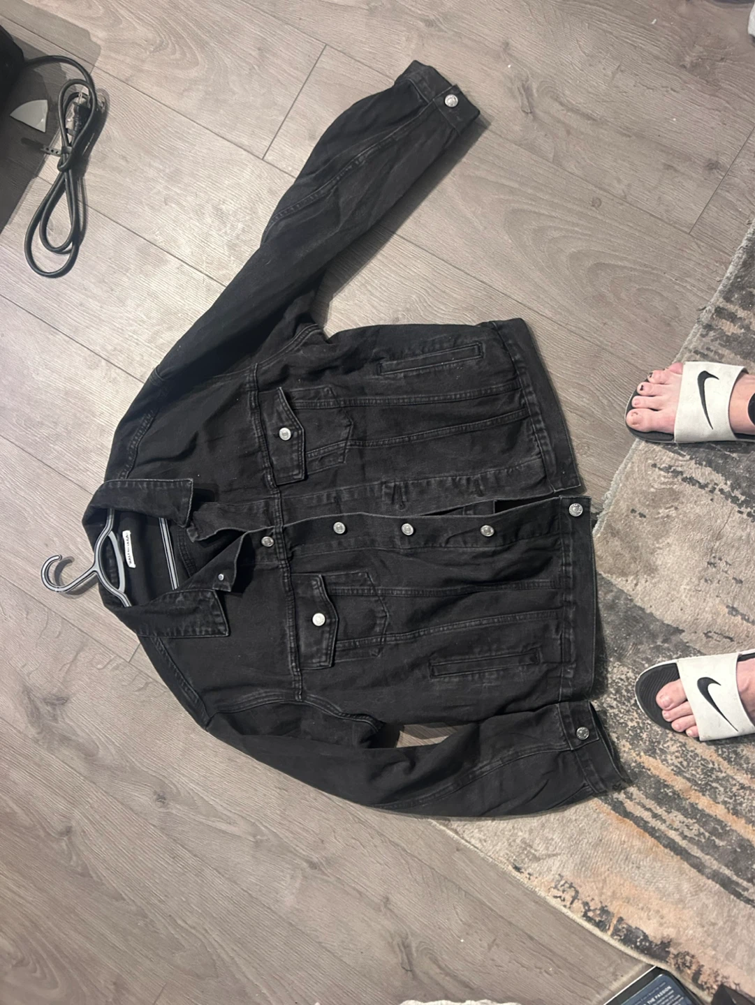 Balenciaga Black Denim Jacket with Rhinestones Size 36
