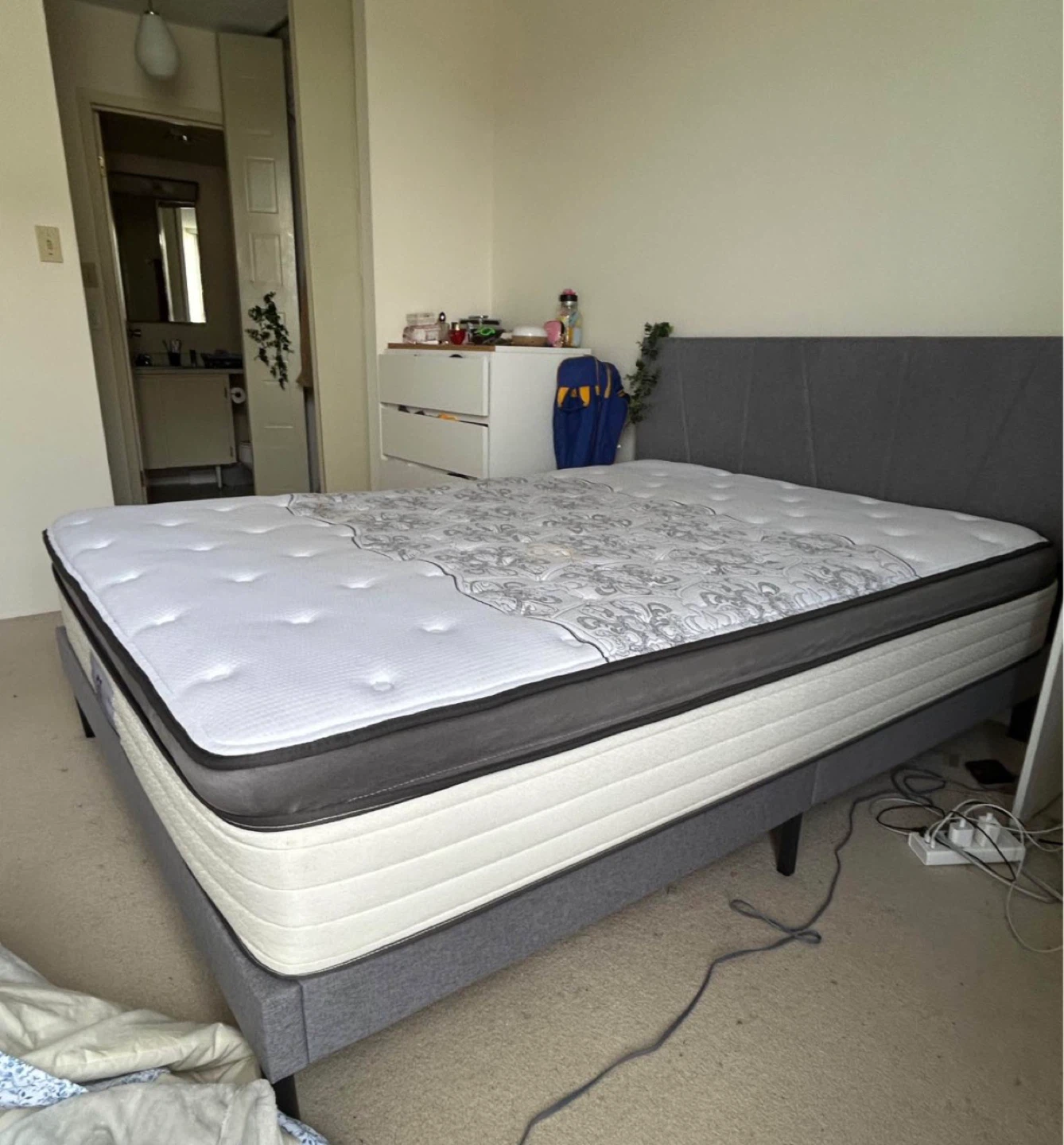 Fabric Queen bed frame + Free delivery