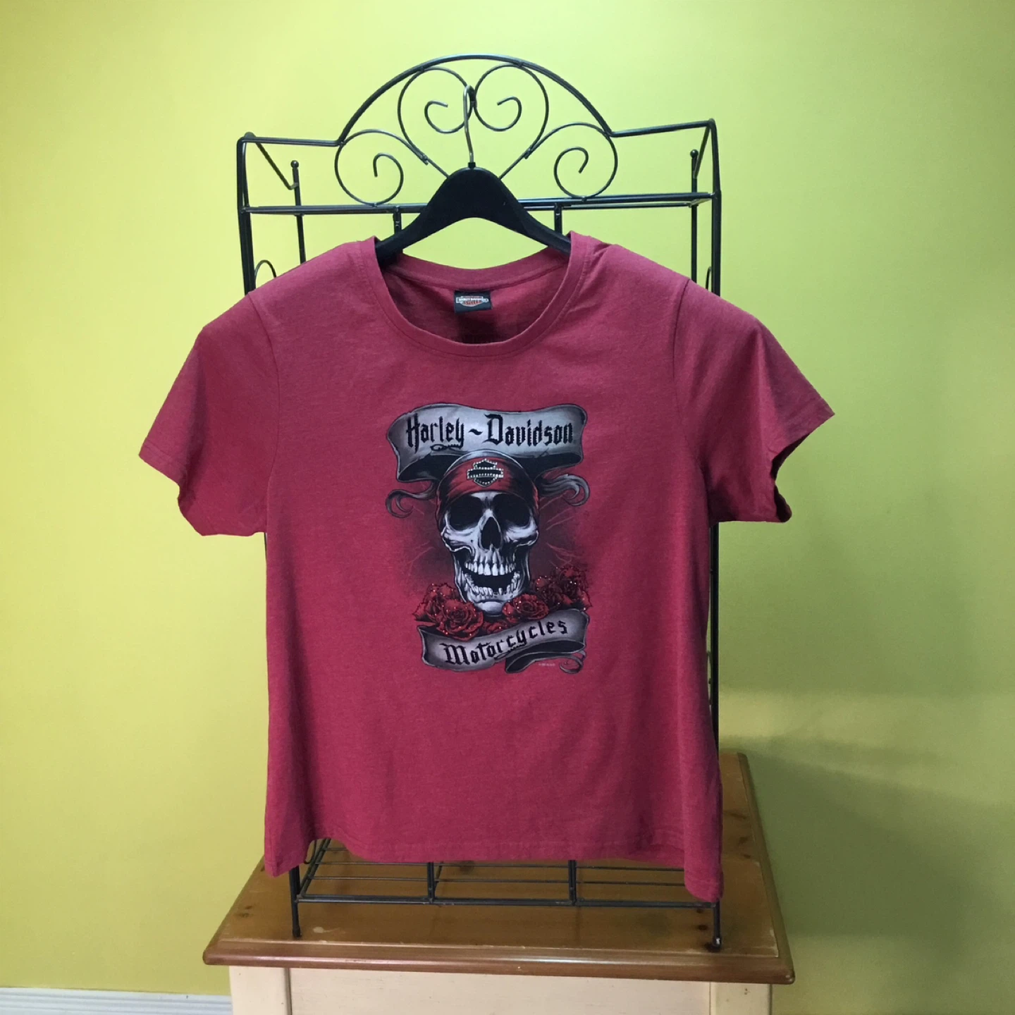 Harley-Davidson Motorcycle Skull Roses T-Shirt 3XL