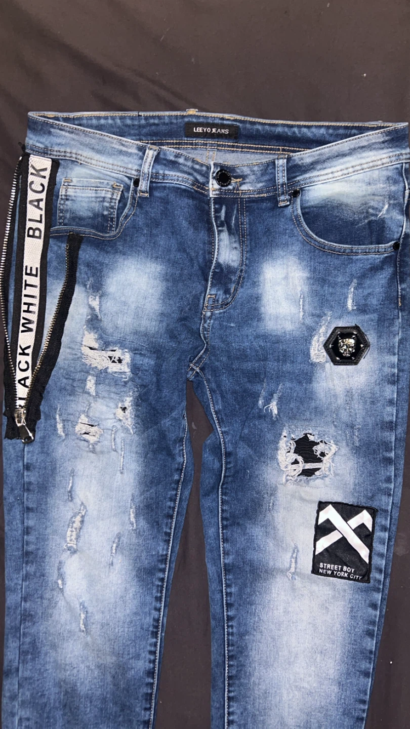 denim couture JEANS Men's Distressed Blue Jeans