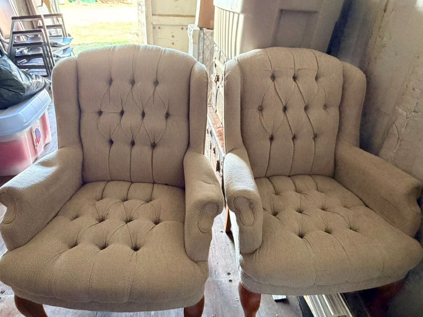 Tufted Accent Wingback Chairs (Pair)