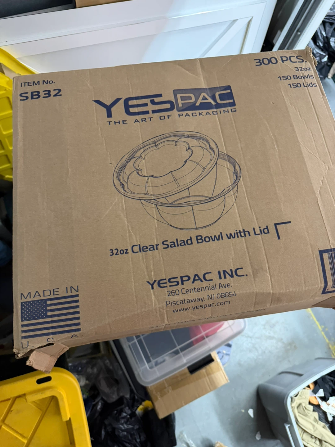 Yespac 32oz Clear Salad Bowls with Lids - 300 Count - photo 2
