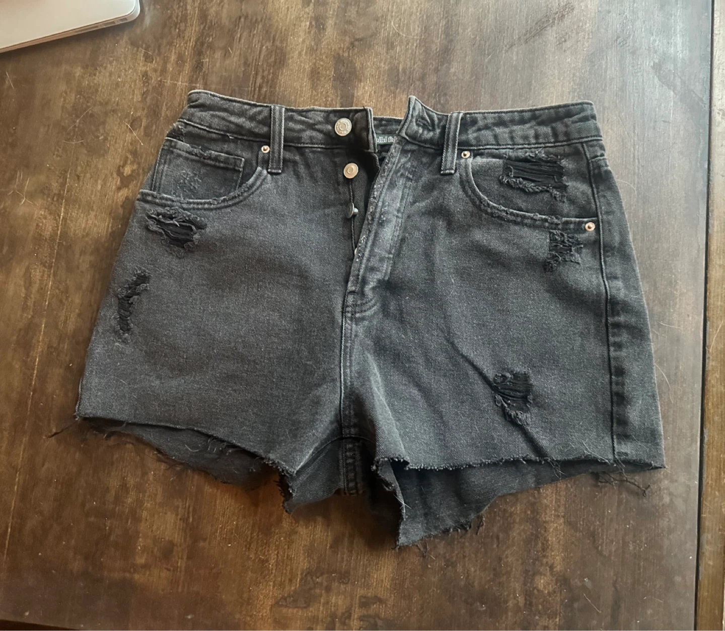 🌱Wild Fable Black cotton Denim distressed Shorts Size 6 - photo 5