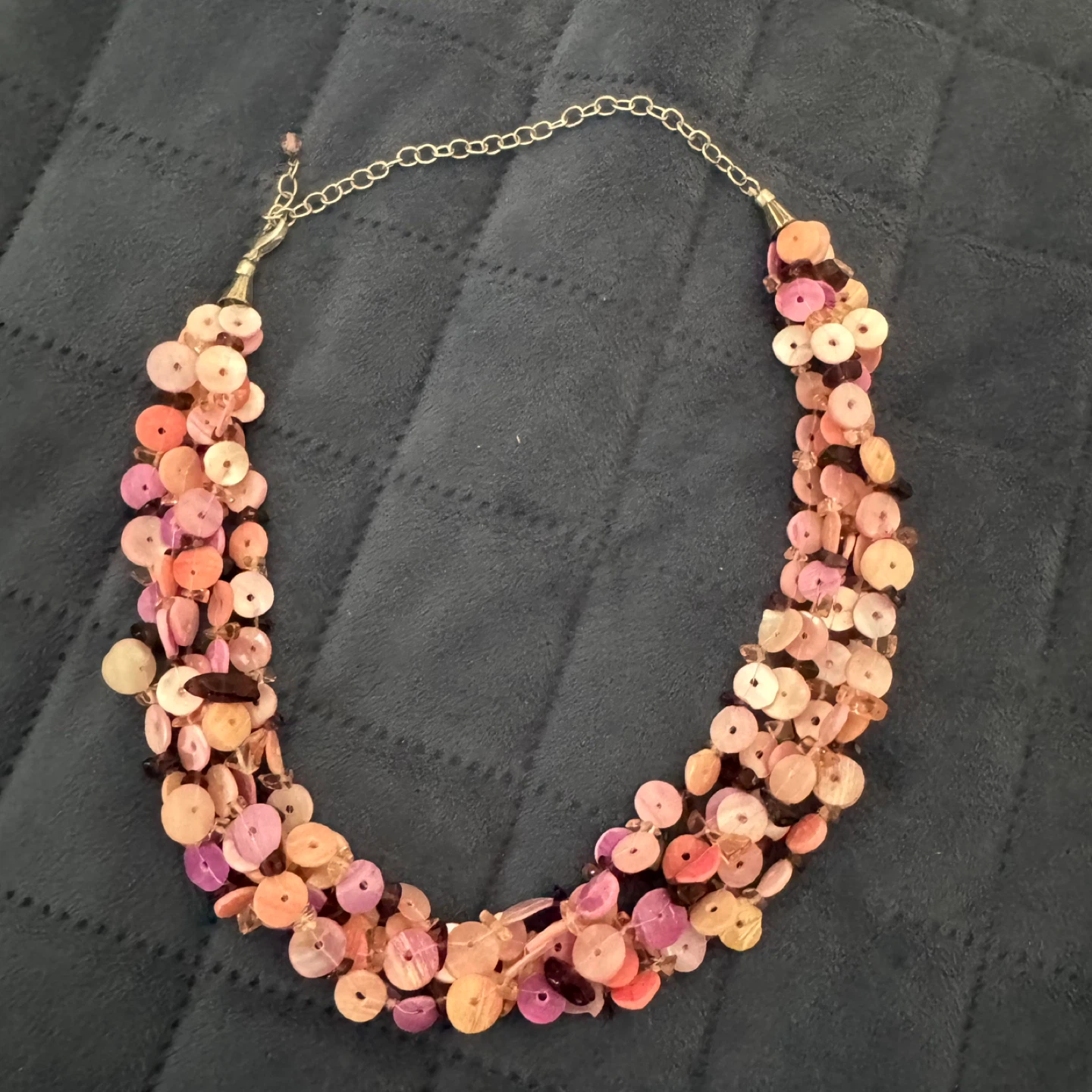 Vintage Multi Strand Pink Sequin Beaded Statement Necklace - photo 3
