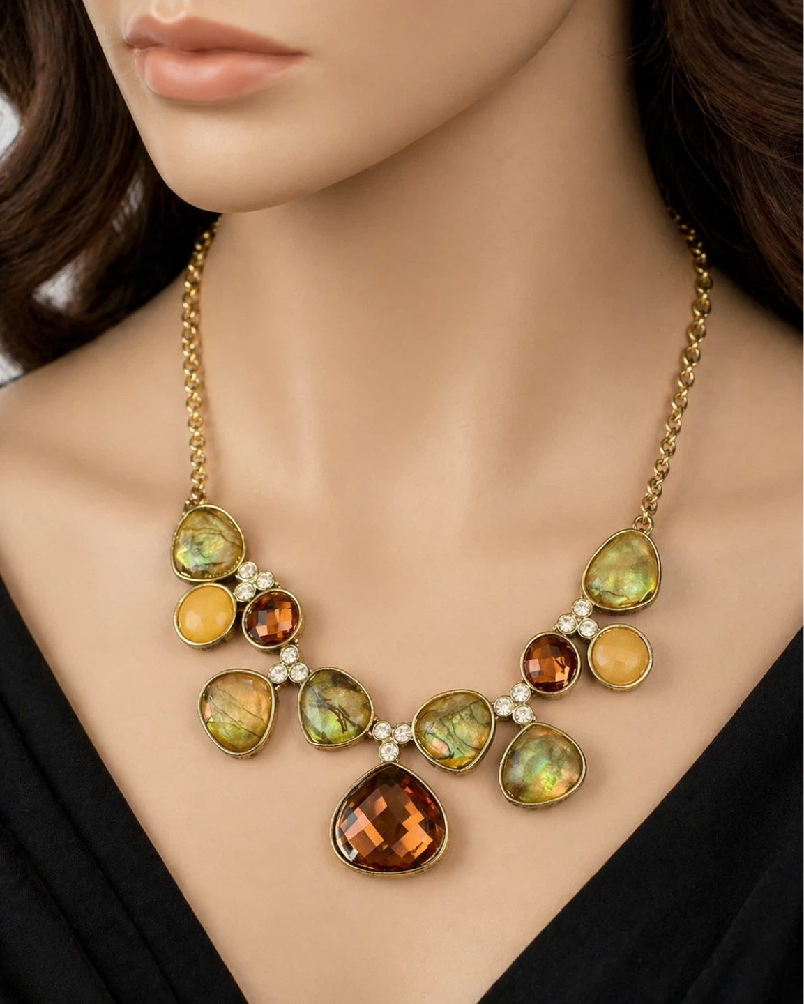 VTG Napier Gold-Tone Statement Necklace