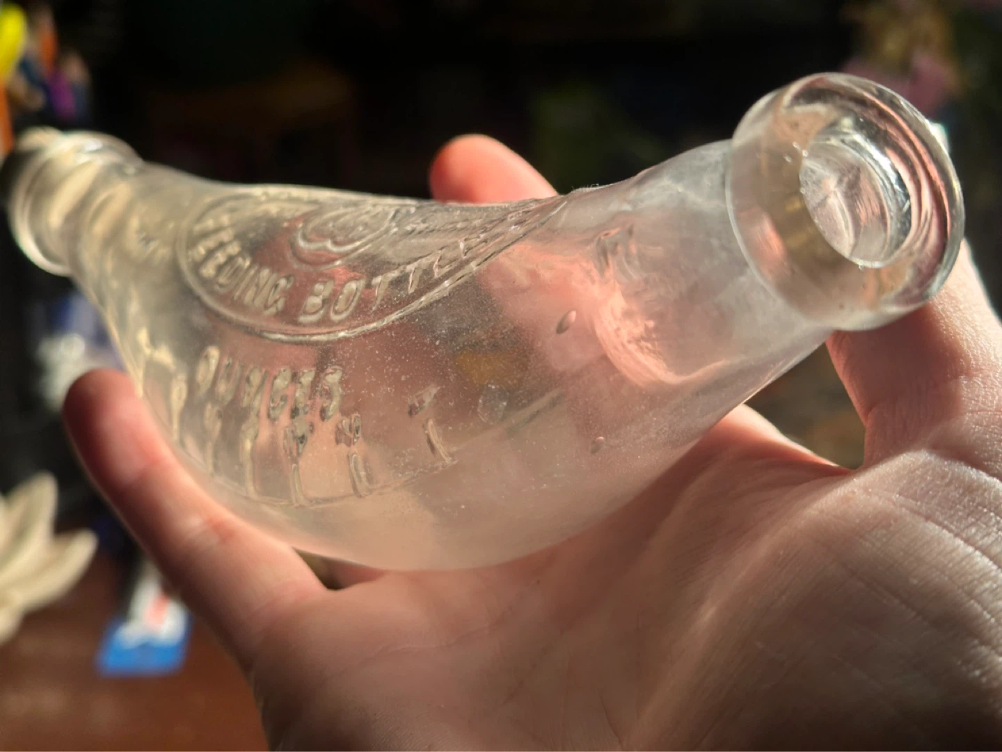 Antique The Little Folks Feeding Bottle rare double ended flask - photo 5