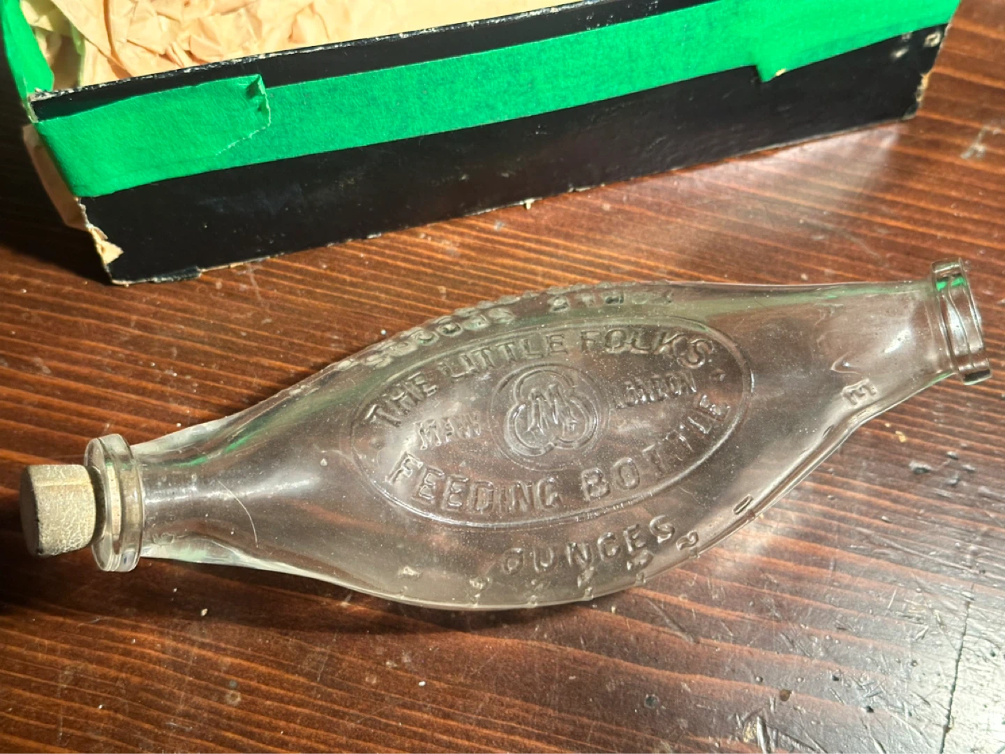 Antique The Little Folks Feeding Bottle rare double ended flask