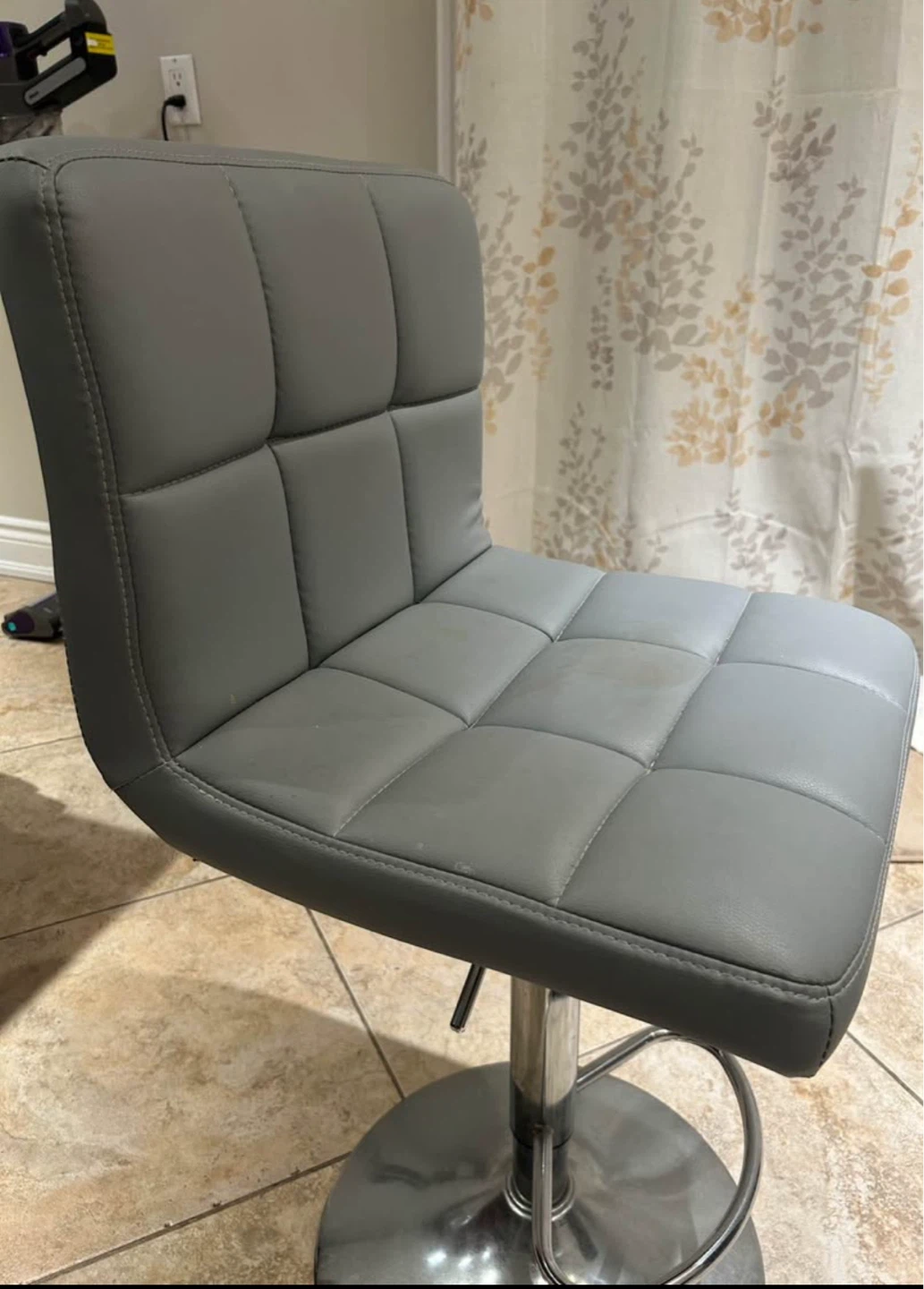 Grey Faux Leather Bar Stool