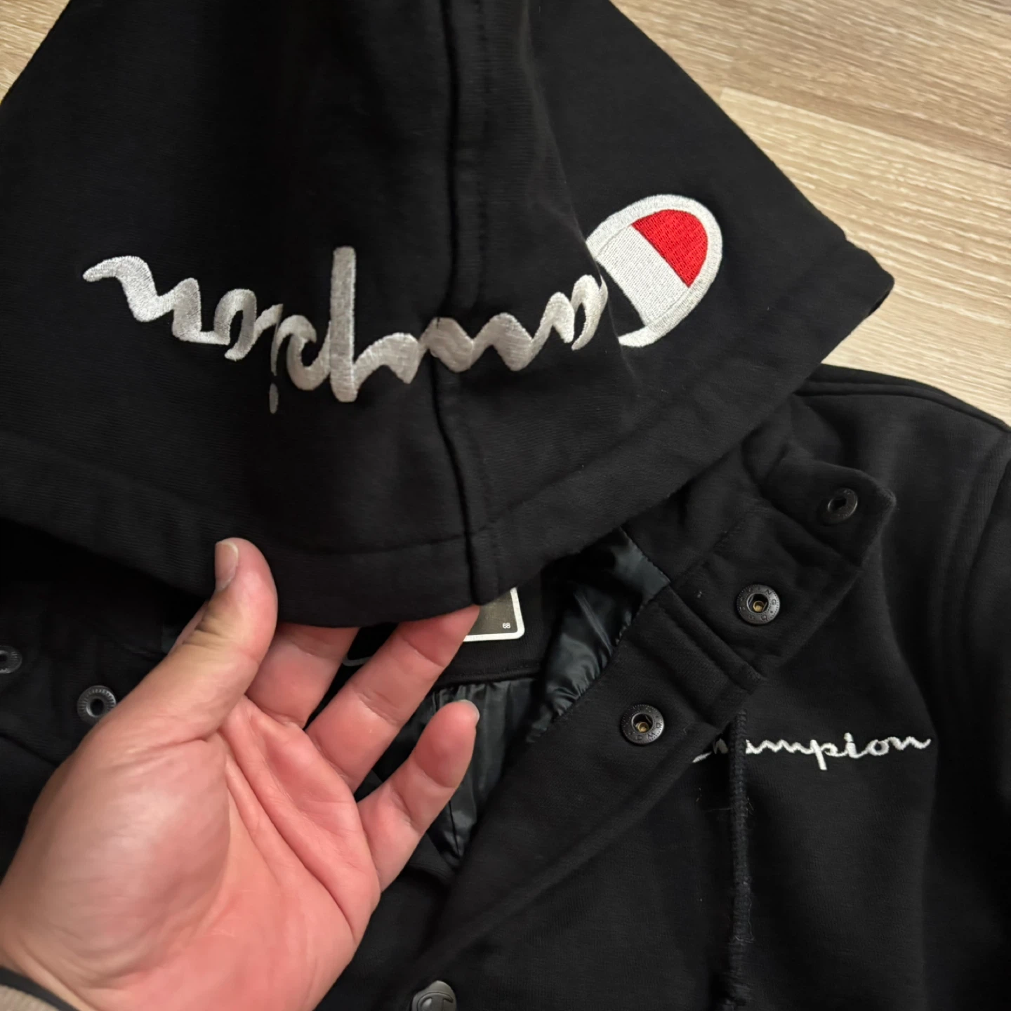 Champion Black Hoodie Jacket Size Small - photo 2