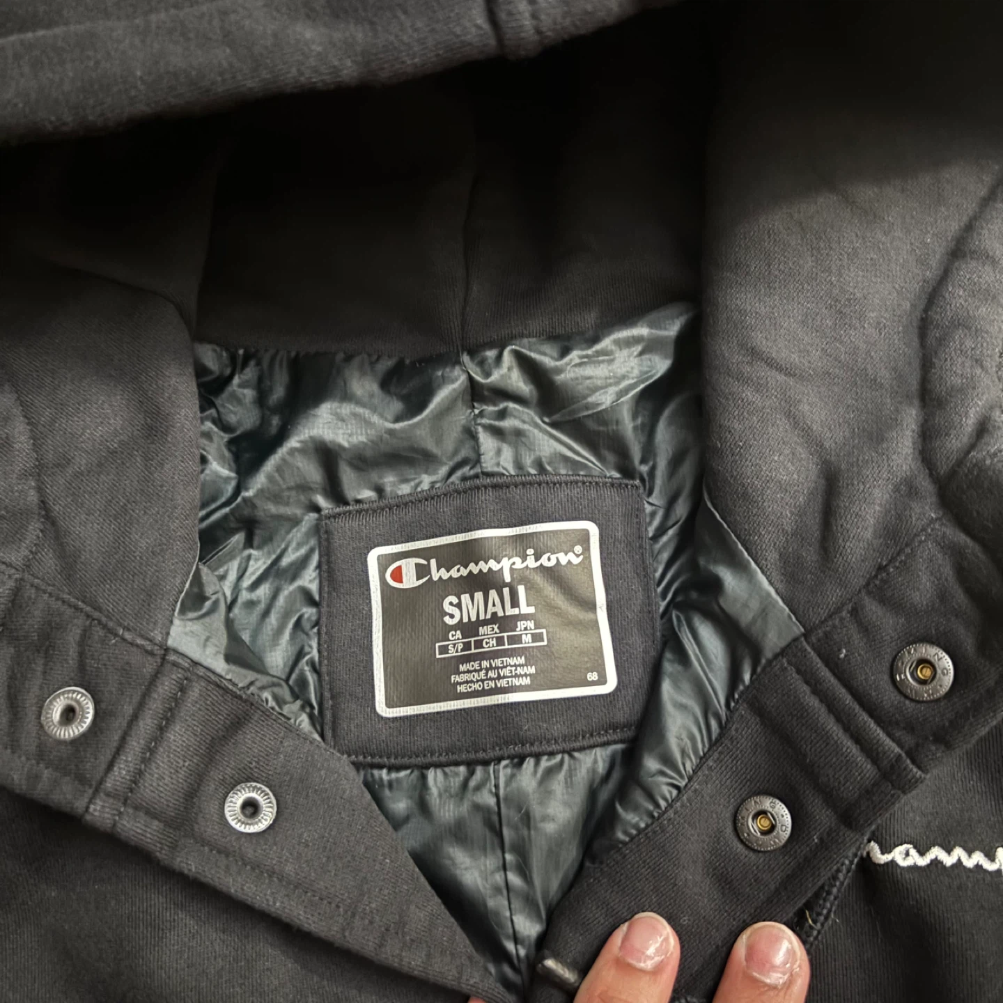 Champion Black Hoodie Jacket Size Small - photo 4