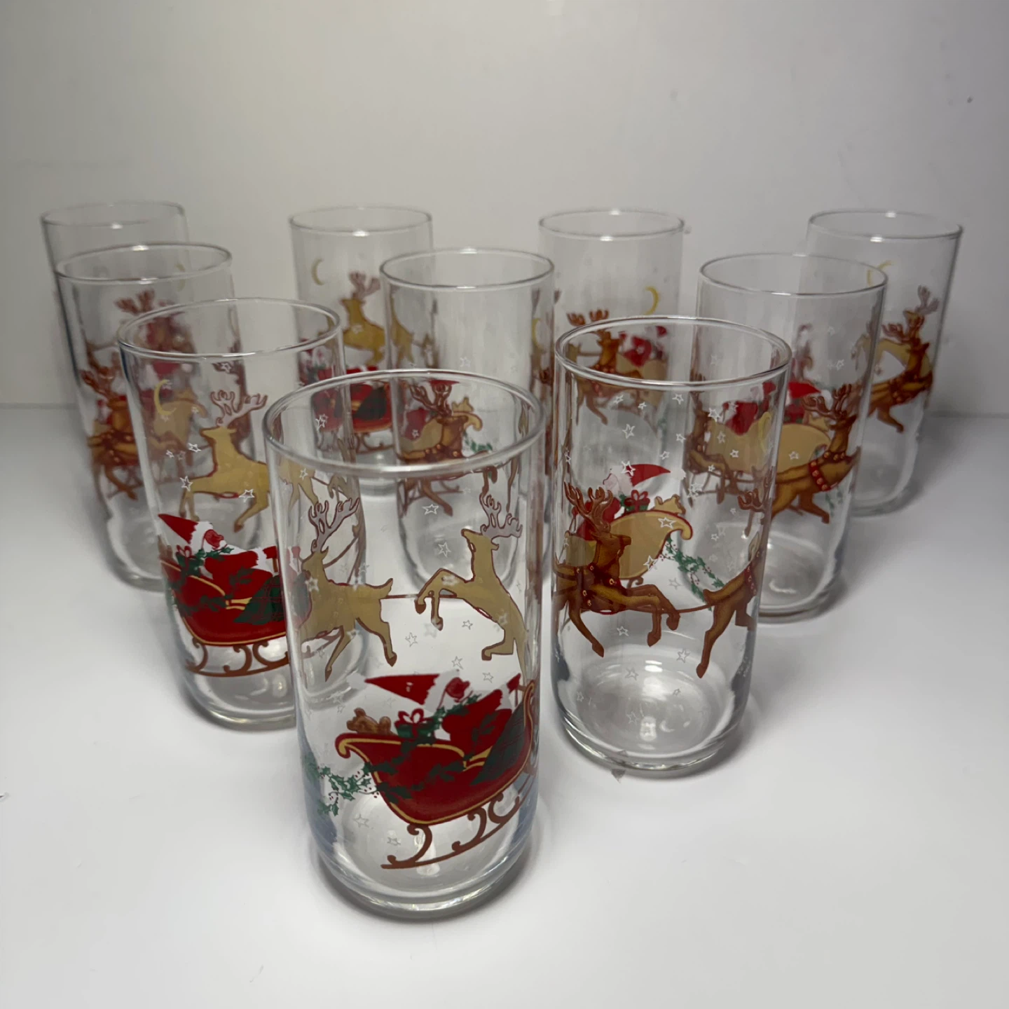 Set of 10 Vintage Libbey Christmas Tumbler Glasses - photo 2