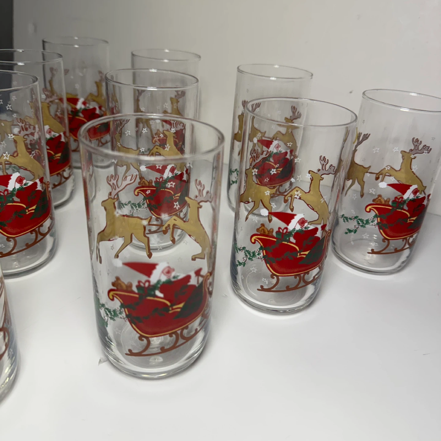 Set of 10 Vintage Libbey Christmas Tumbler Glasses - photo 4