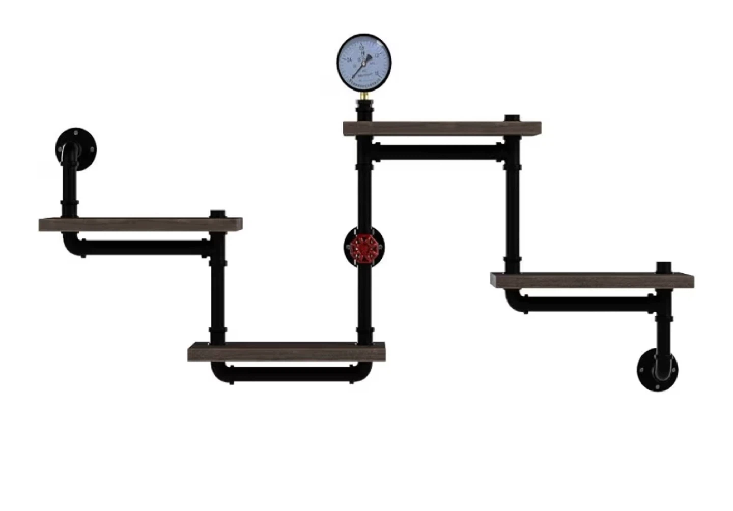 Industrial Pipe Shelf with Clock Accent - photo 3