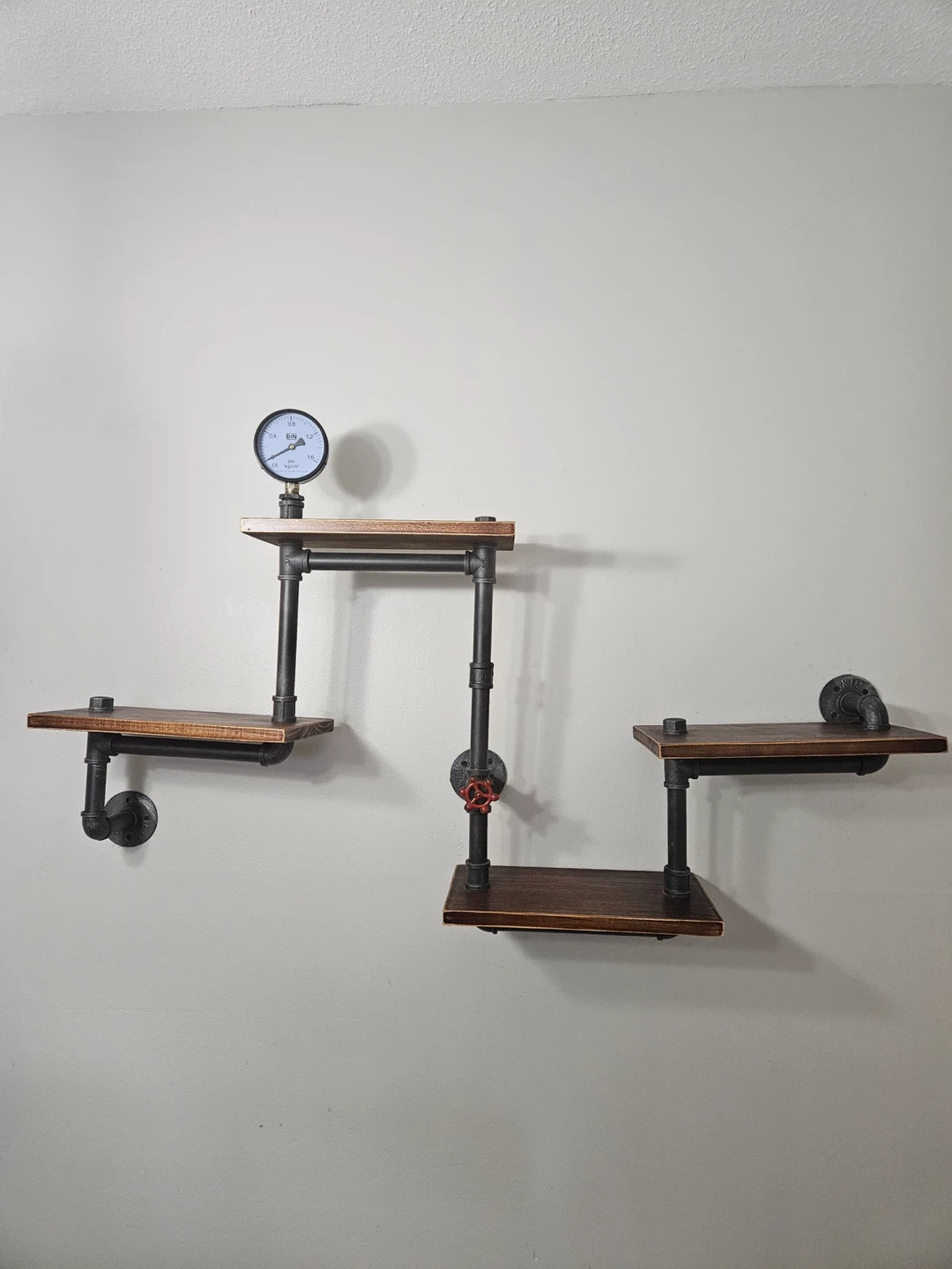 Industrial Pipe Shelf with Clock Accent