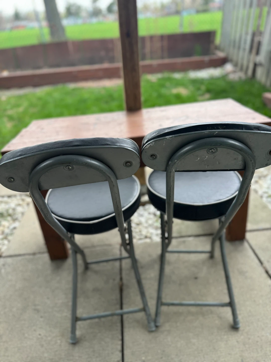 Outdoor Wood Bench - Includes 2 Folding Chair