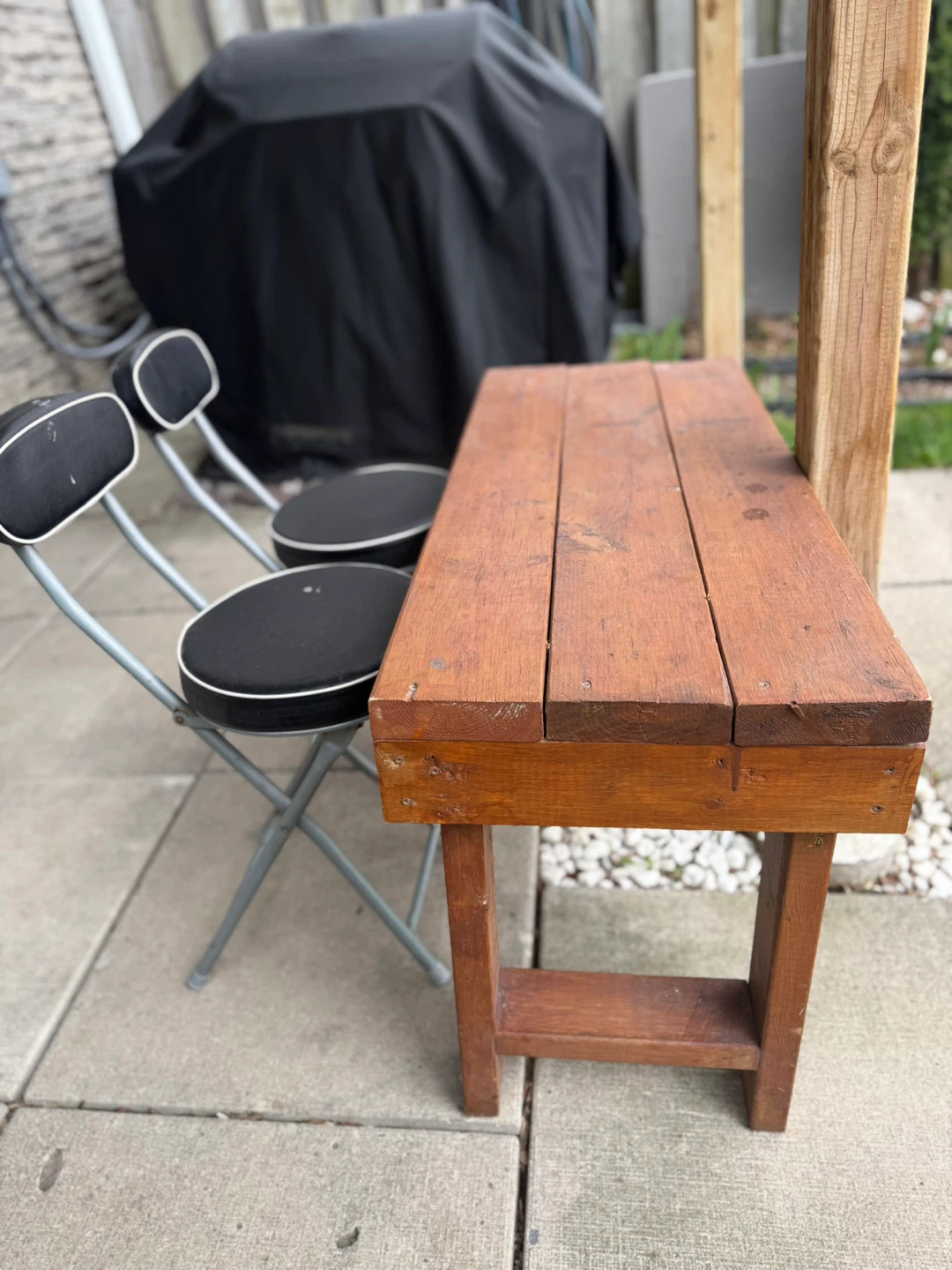 Outdoor Wood Bench - Includes 2 Folding Chair - photo 2
