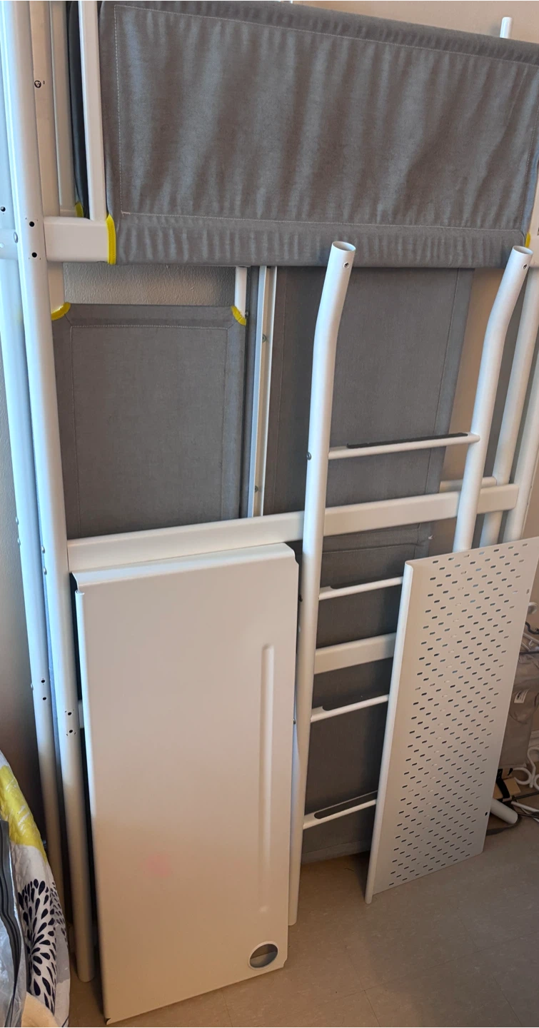 IKEA  VITVAL Loft bed frame with desk , white/light gray, Twin - photo 2