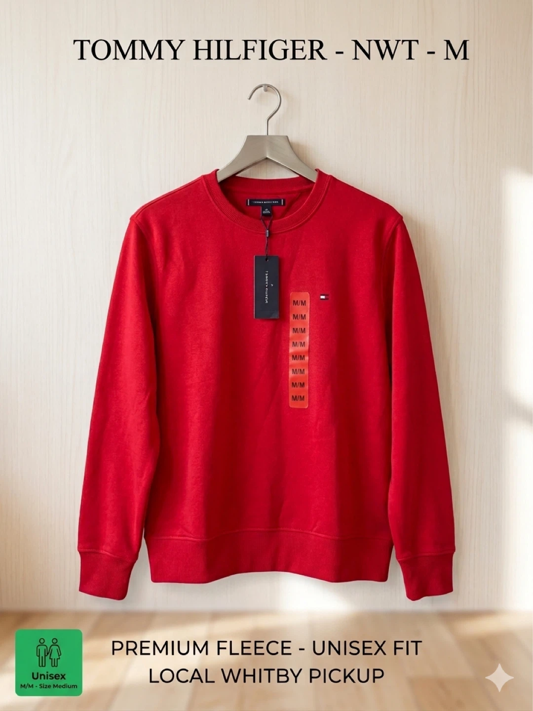 Tommy Hilfiger Red Crewneck Sweatshirt - Size Medium