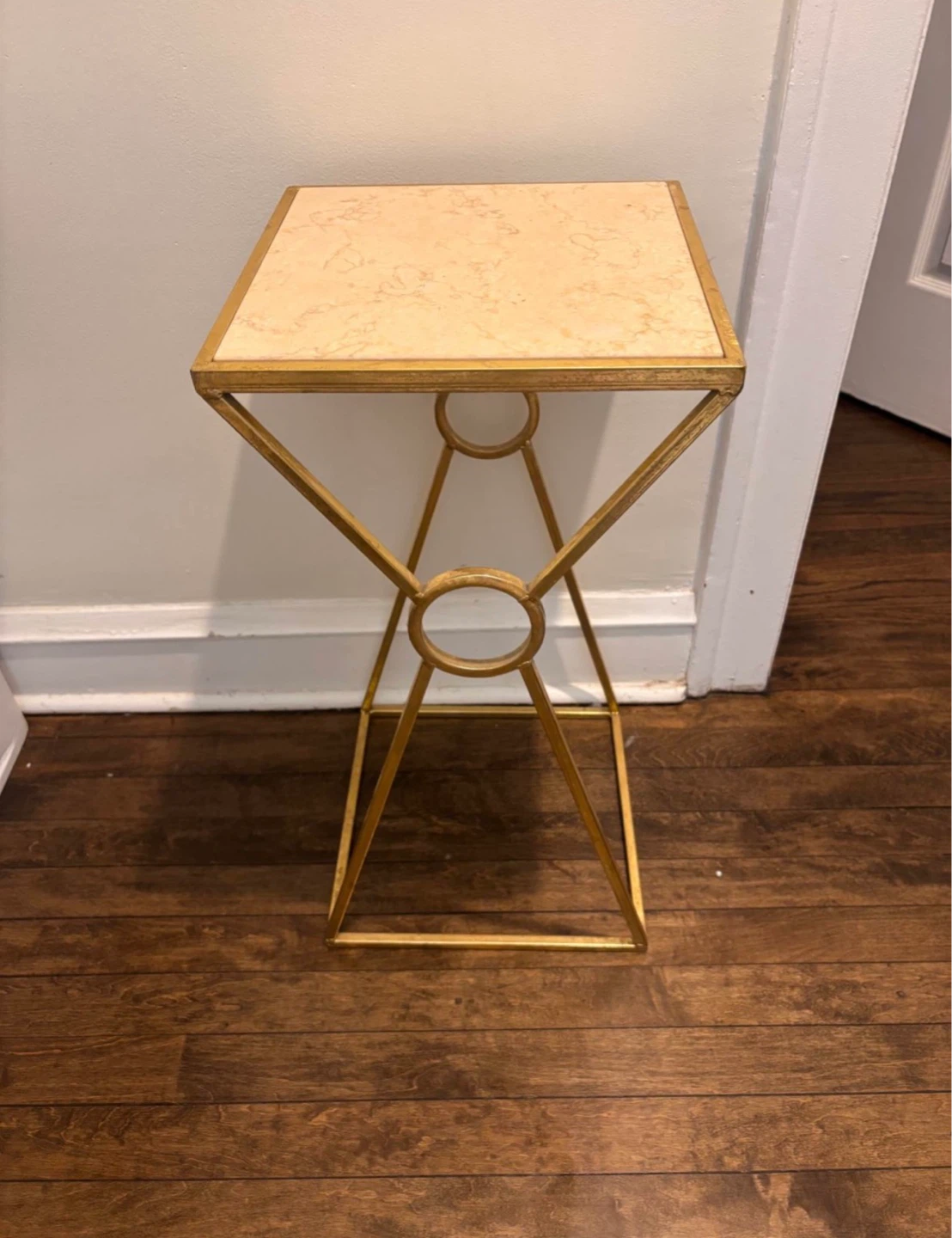 Gold Metal Accent Table with Marble Top