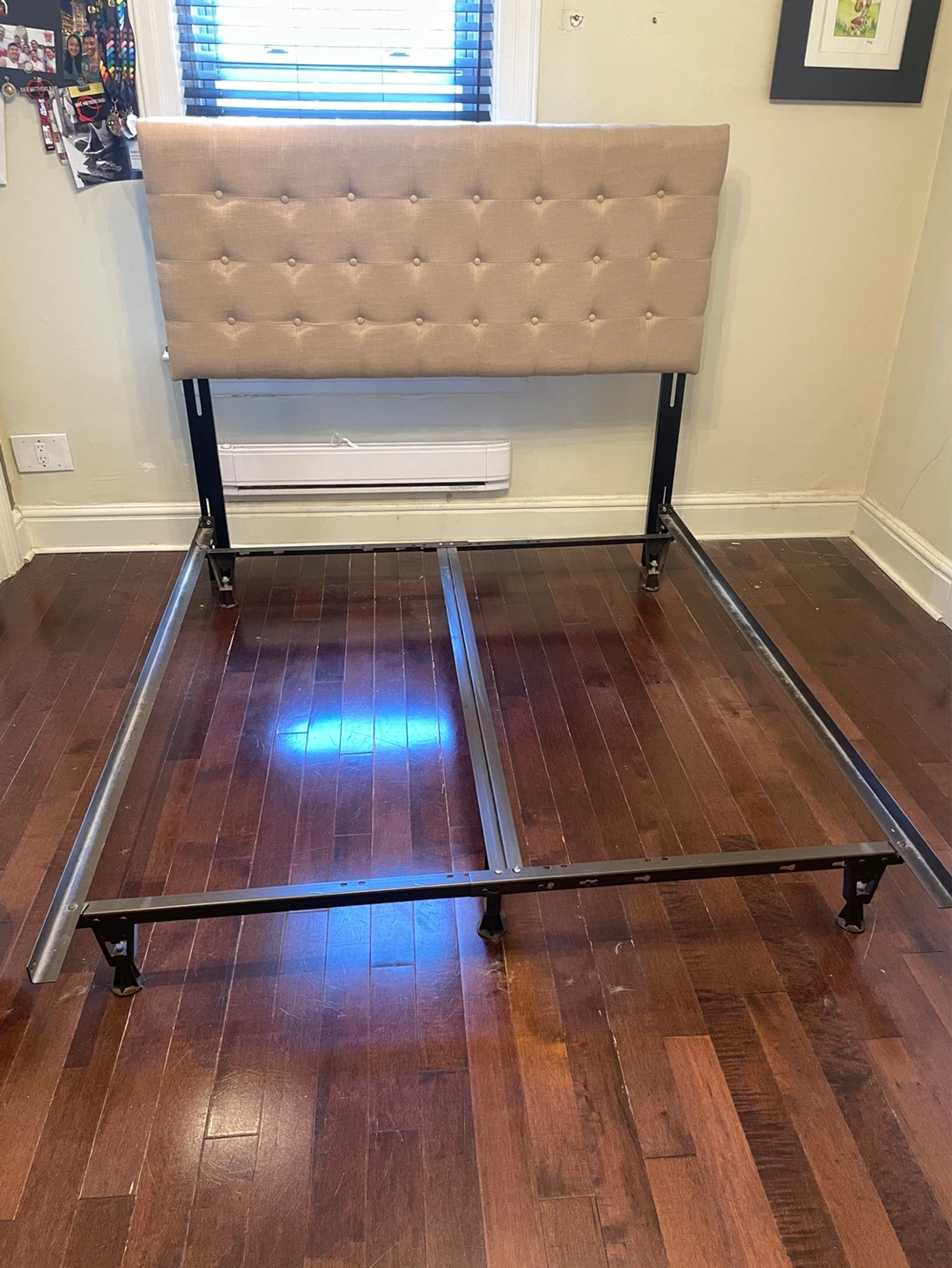 Tufted Upholstered Headboard and Adjustable Metal Bed Frame - photo 2
