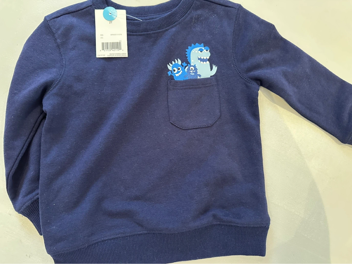 Navy Blue Monster Print Sweatshirt - Size 2T - photo 3