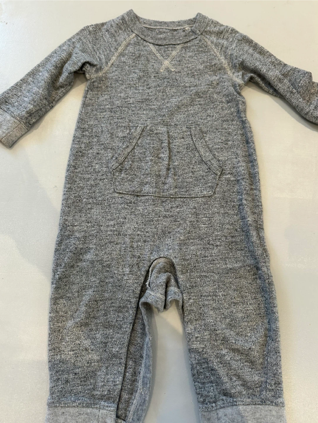 Gap Baby Grey Marled Long Sleeve Romper - 18 Months - photo 2