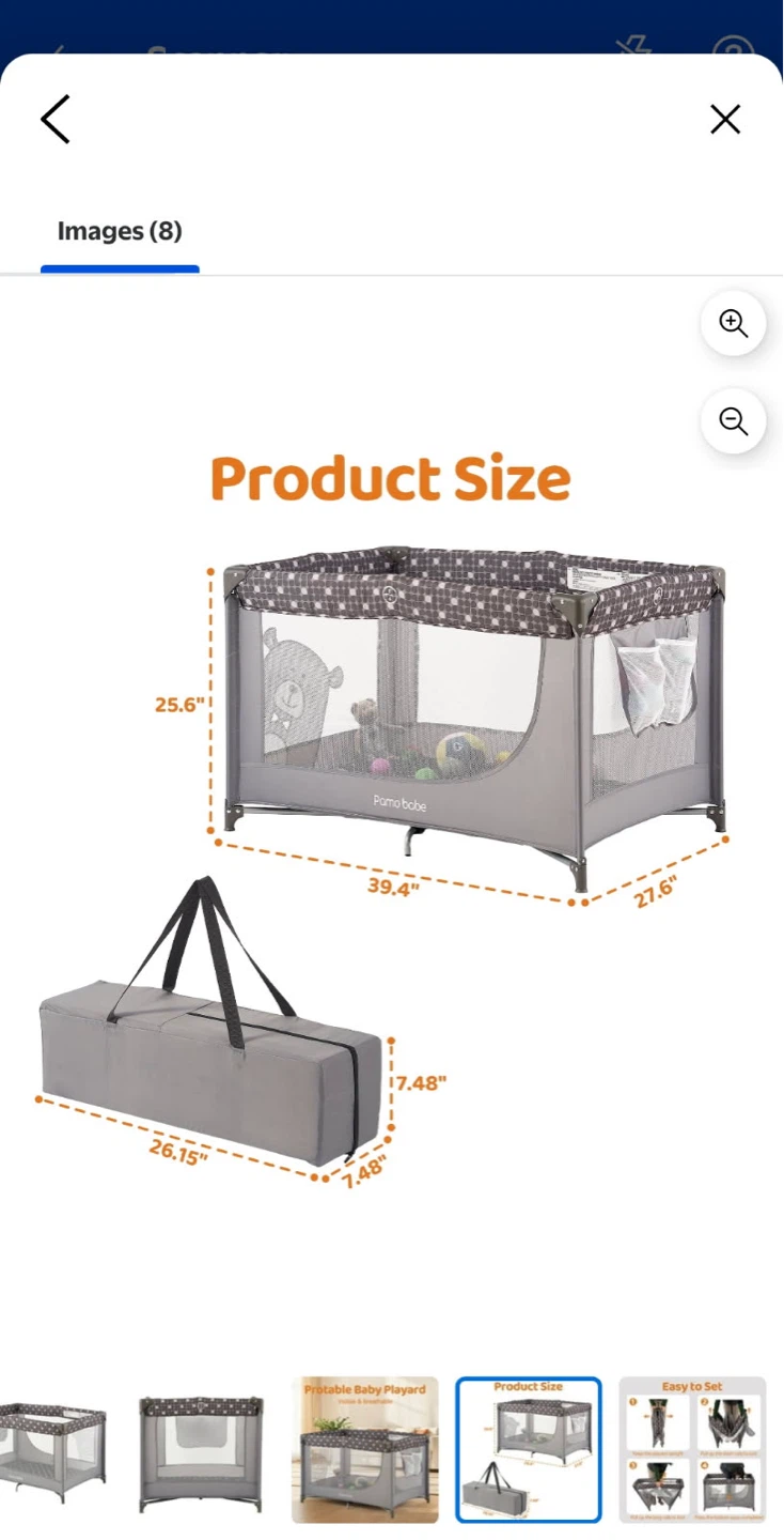 Pamo Babe Infant Playard with Mattress and Carry Bag (Grey) - photo 2