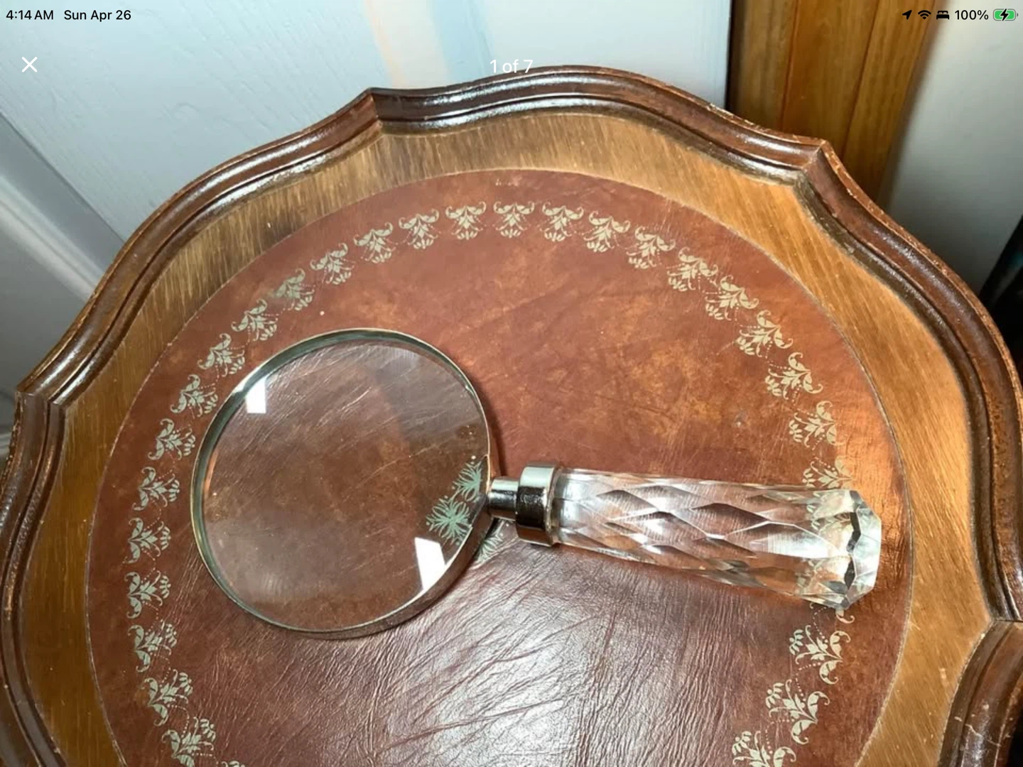 Lg Vt Chrome Magnifying Glass w Diamond Patterned Handle 🐞