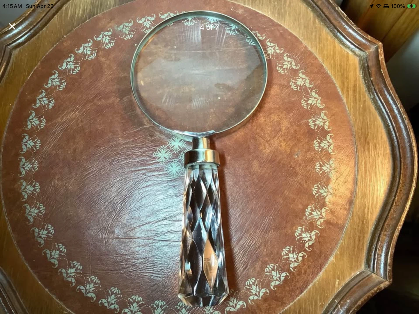 Lg Vt Chrome Magnifying Glass w Diamond Patterned Handle 🐞 - photo 4