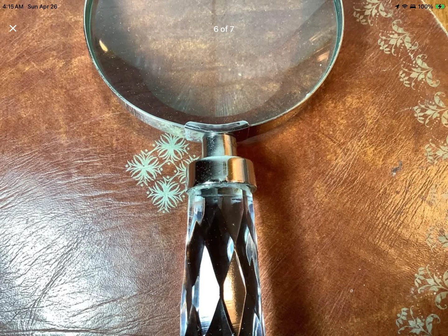 Lg Vt Chrome Magnifying Glass w Diamond Patterned Handle 🐞 - photo 5