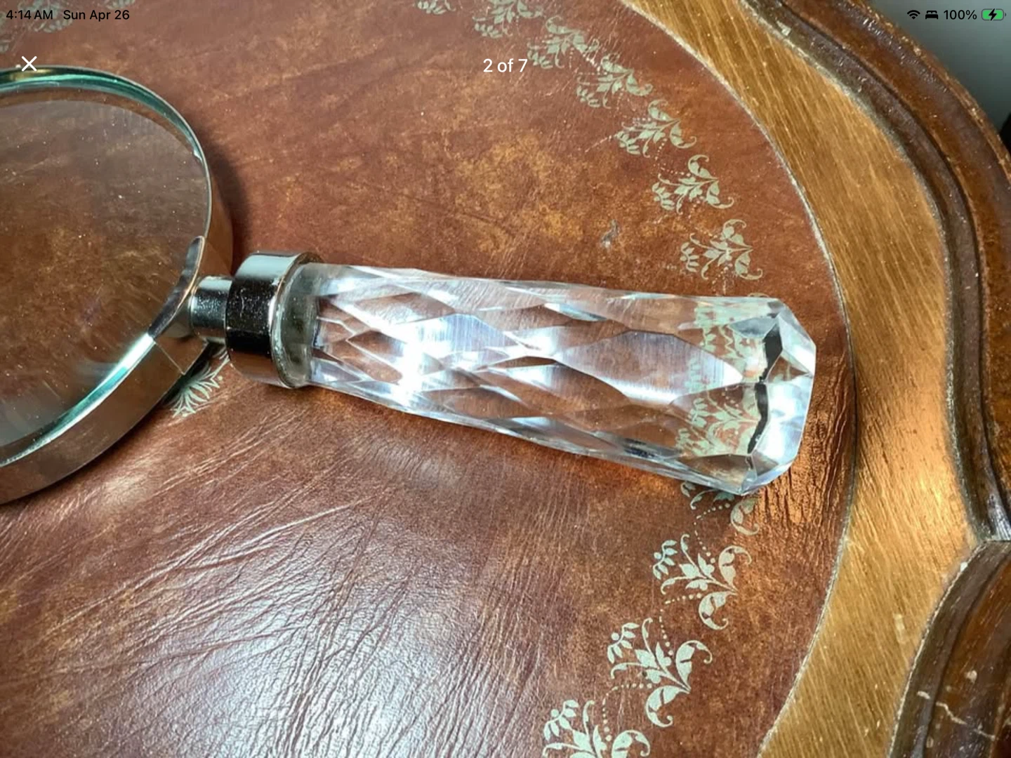 Lg Vt Chrome Magnifying Glass w Diamond Patterned Handle 🐞 - photo 2