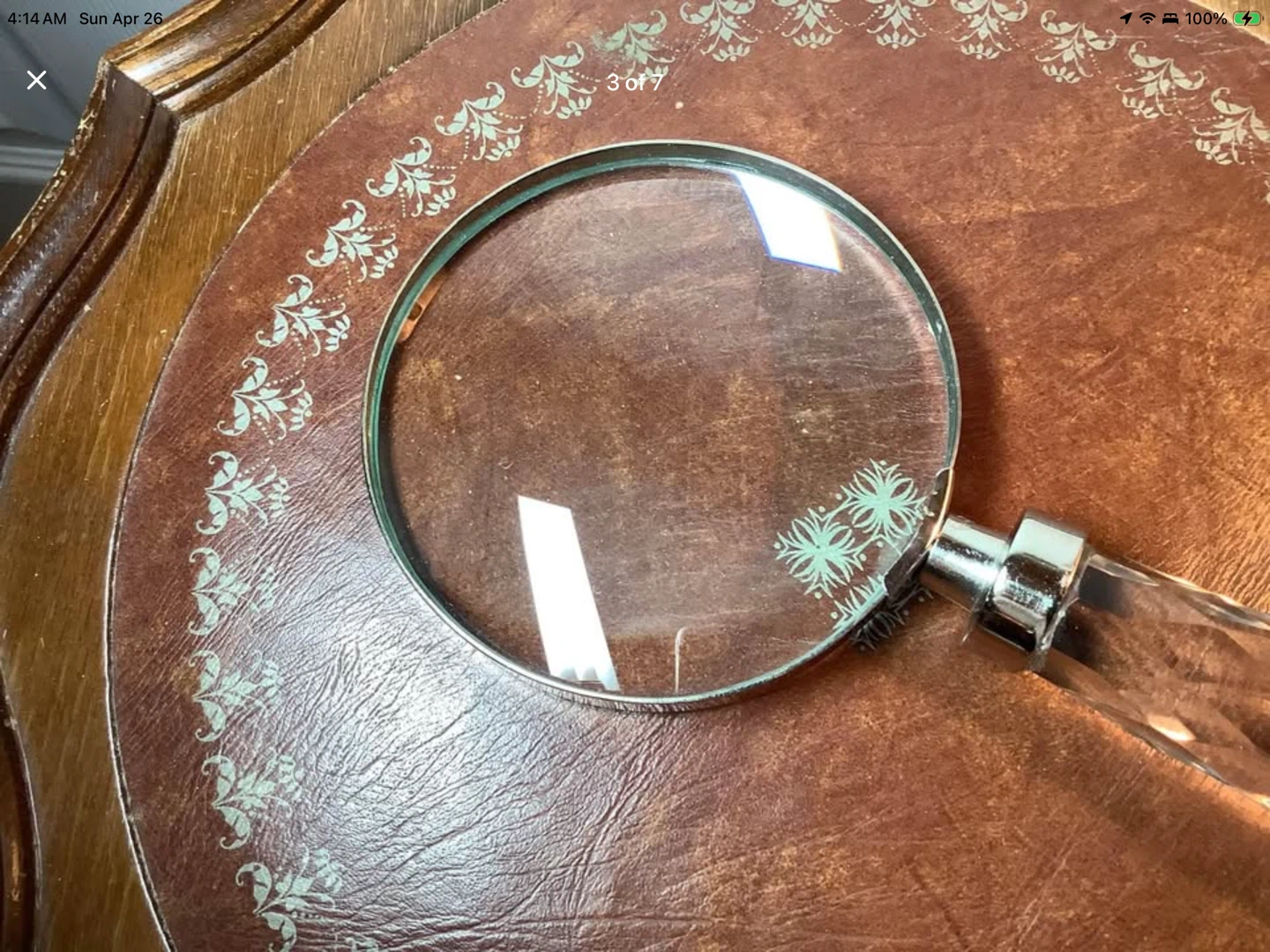 Lg Vt Chrome Magnifying Glass w Diamond Patterned Handle 🐞 - photo 3