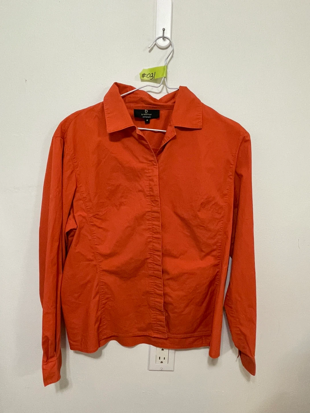 Orange long-sleeve button-up shirt