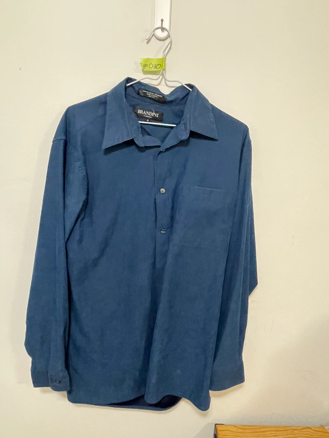BRANDINI Men's Blue Long Sleeve Button-Up Shirt Size M
