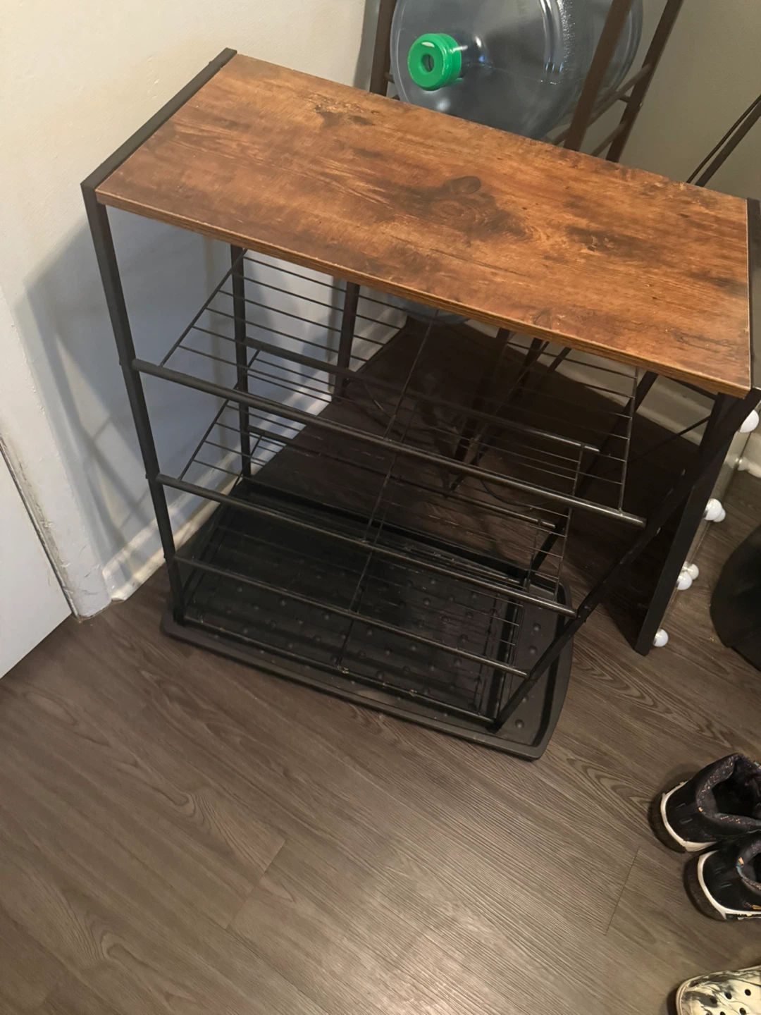 Industrial Style Shoe Rack with Top Shelf
