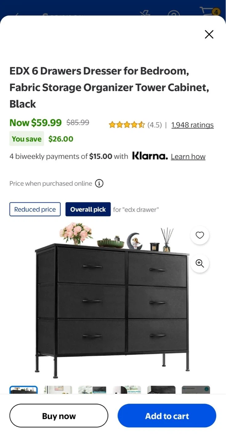 6 Drawers Dresser Fabric Storage Organizer Tower Cabinet Black - photo 3
