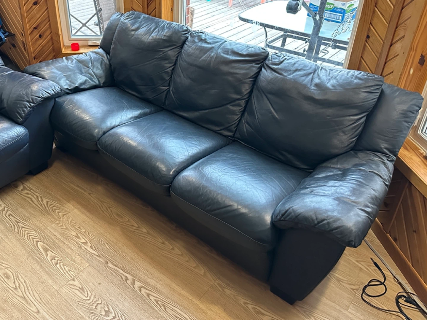 Beautiful Dark Navy Blue Genuine Leather Sofas (CAN DELIVER) - photo 5