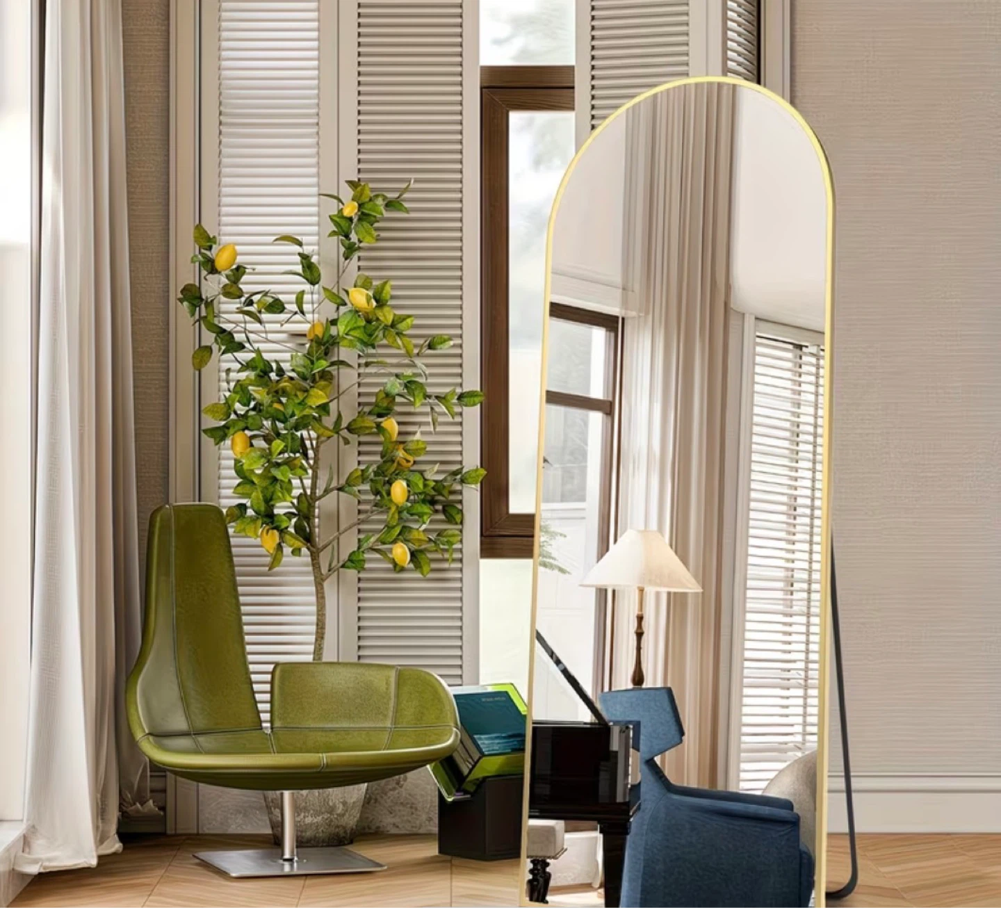 Arched Full Length Mirror - Gold Frame 64in