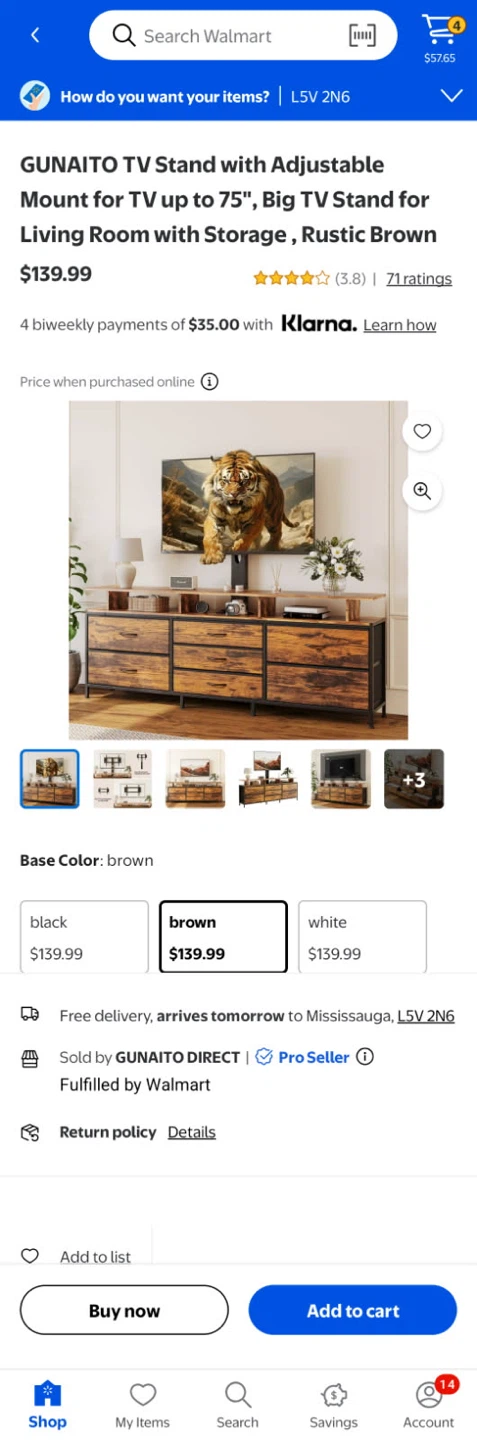 GUNAI TV Stand Rustic Brown
