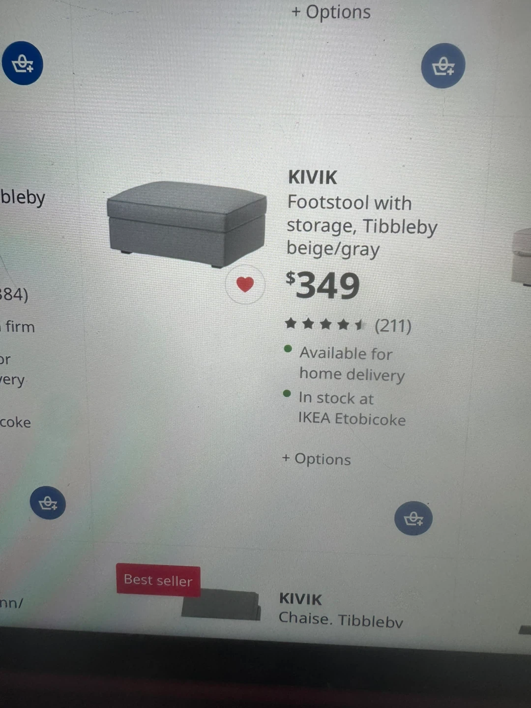 KIVIK Footstool with storage, Tibbleby beige/gray
