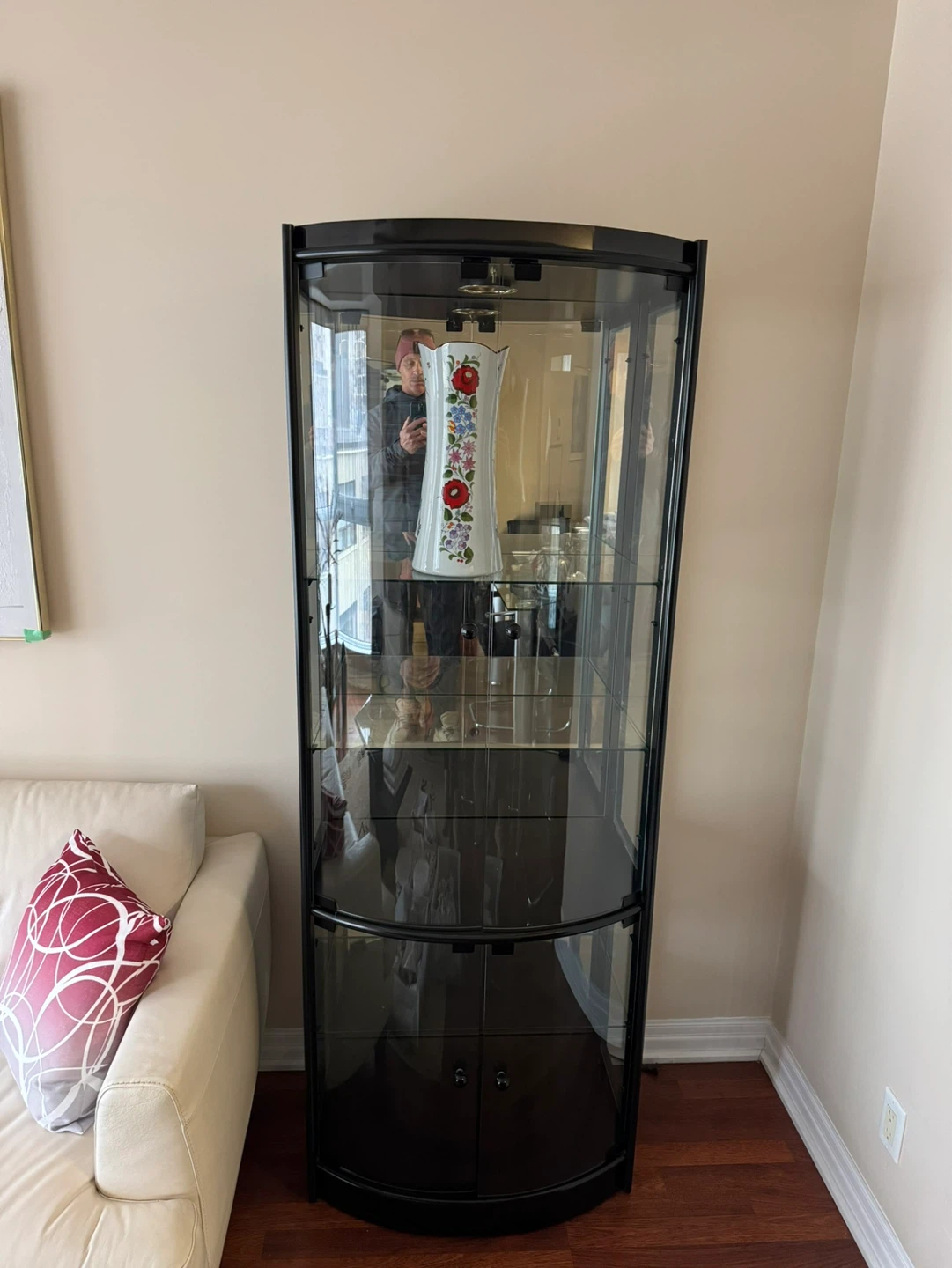 Black  Display Cabinet with Glass Shelves