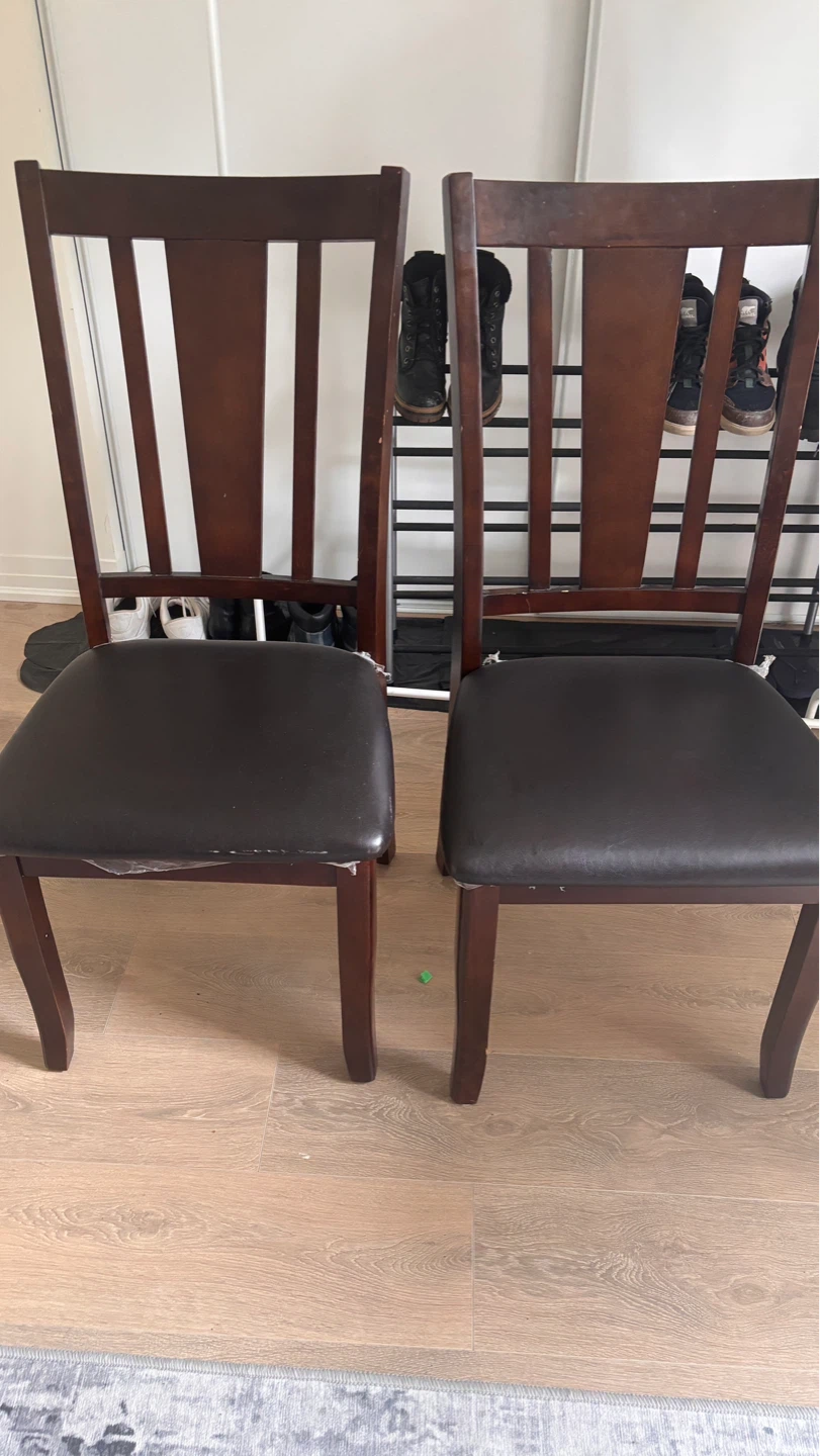 Set of 3 Dark Wood Dining Chairs