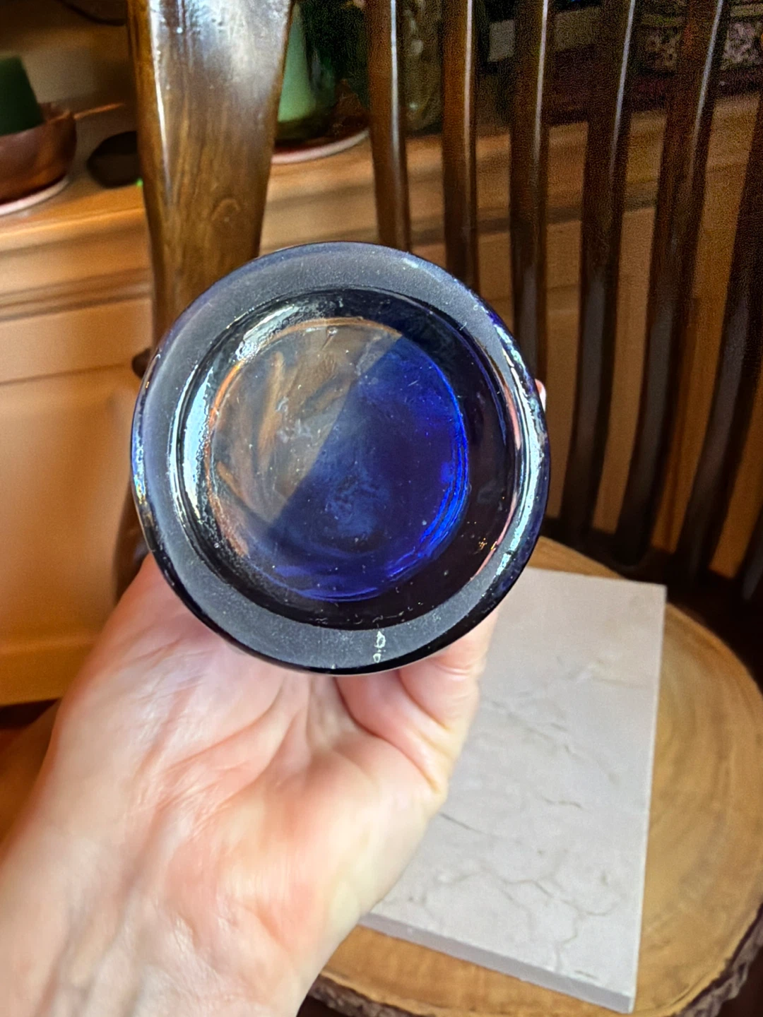 Vintage Blue Swirl Swung Glass Vase 🌱 - photo 5
