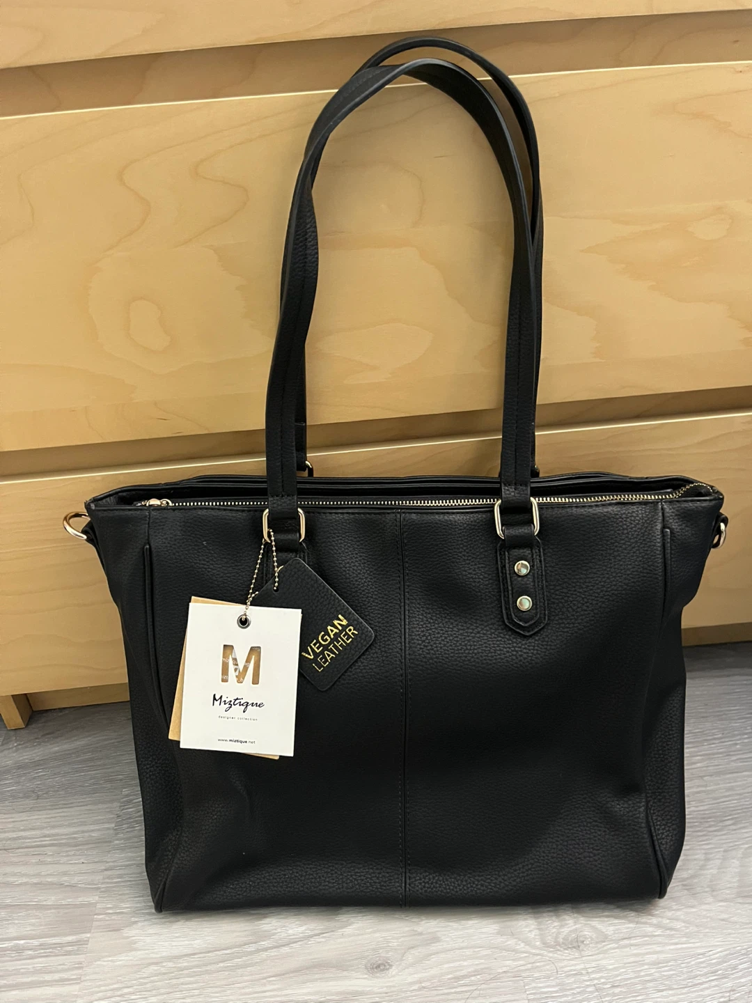 Mystique Black Vegan Leather Tote Bag - photo 2