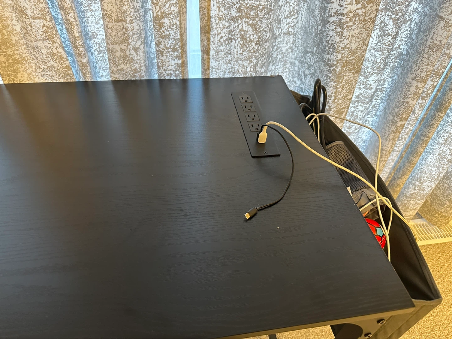 Black Desk with Built-in Power Outlets - photo 2