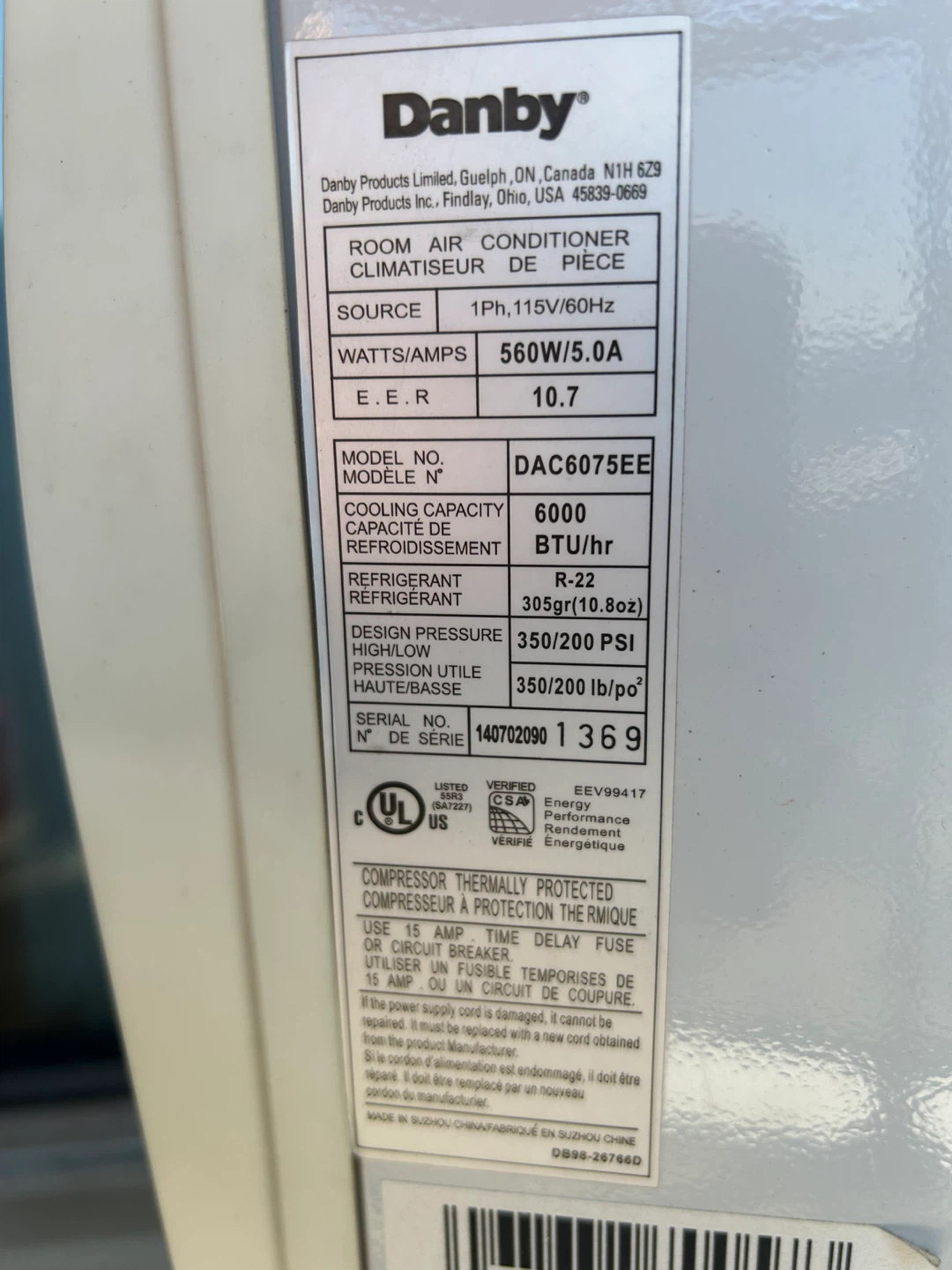 Danby 6000 BTU Room Air Conditioner - photo 2
