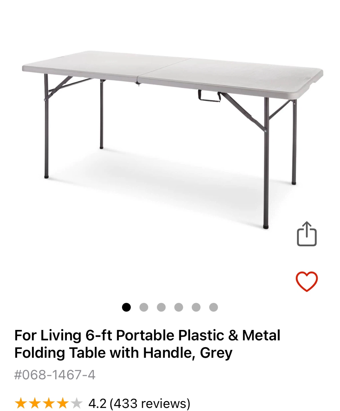 For Living 6-ft Folding Table