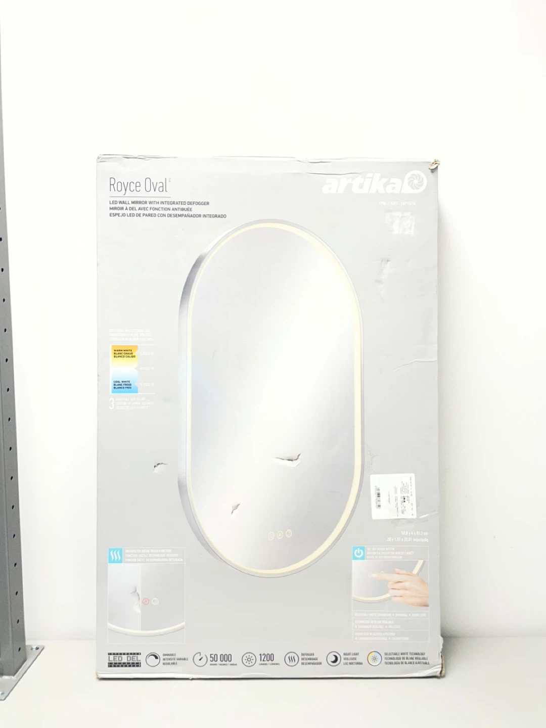 Artika Royce Oval LED Wall Mirror with Defogger