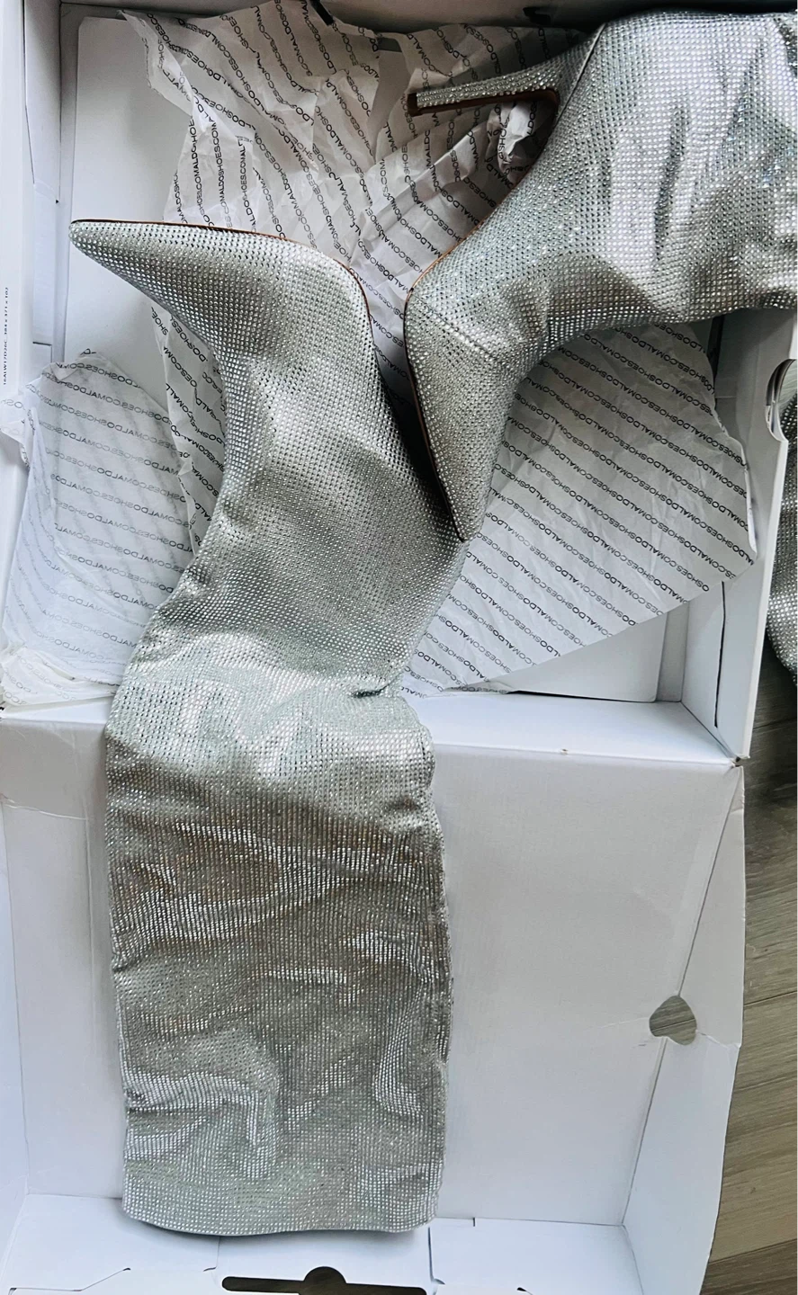 ALDO Silver Rhinestone Knee-High Boots - photo 3