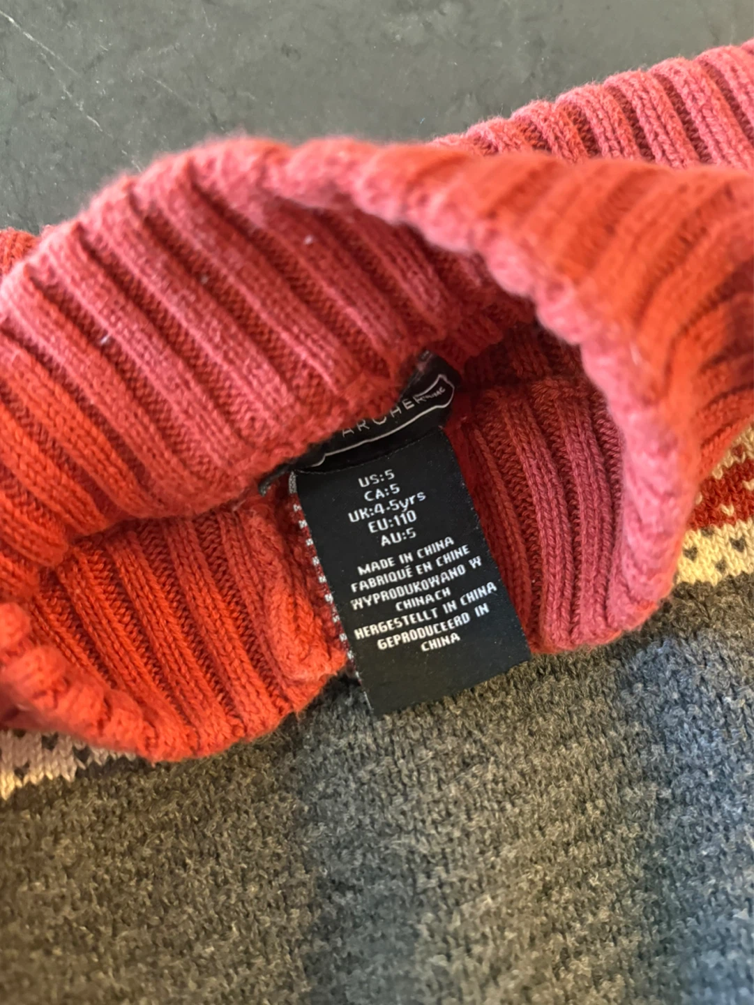 Children's Sweater - Red/Grey with Elbow Patches - Size S - photo 3